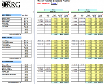 Kitchen Schedule Planner and Writer